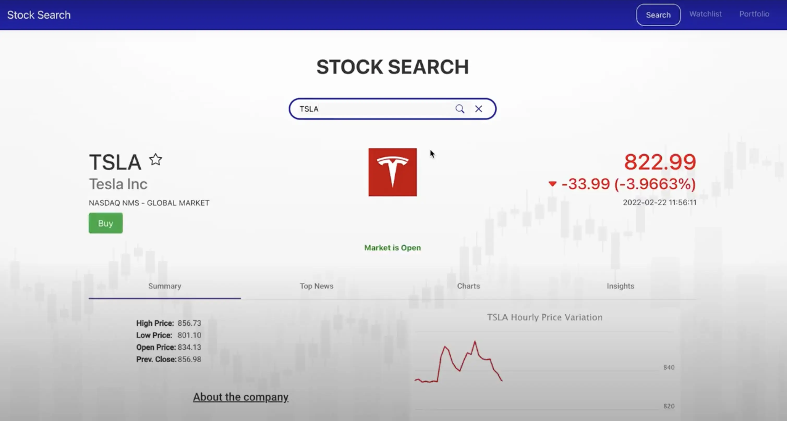 StockSearch WebApp